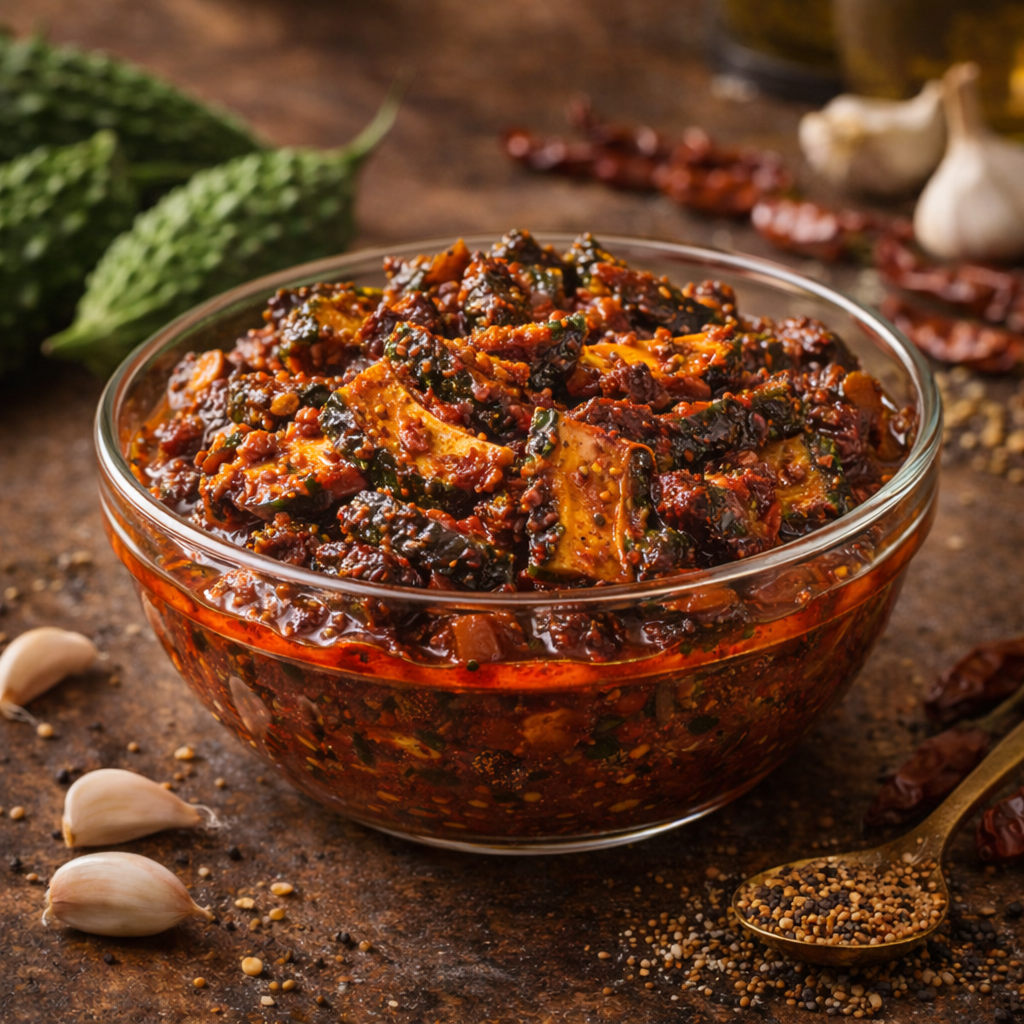 kakarakaya pickle (bitter gourd pickle) kakarakaya pickle (bitter gourd pickle)